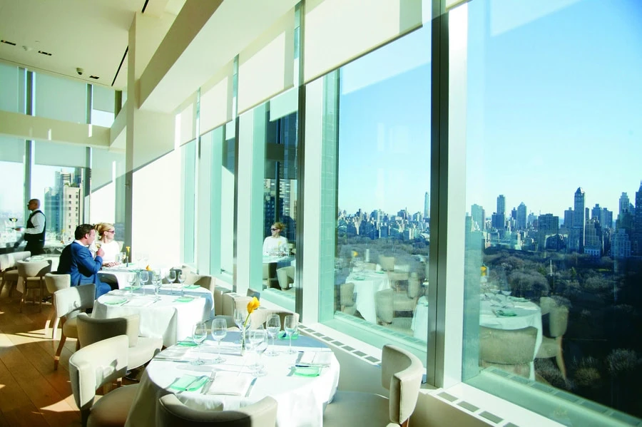 Dining room of the Mandarin Hotel in New York, a client of Skyco's.