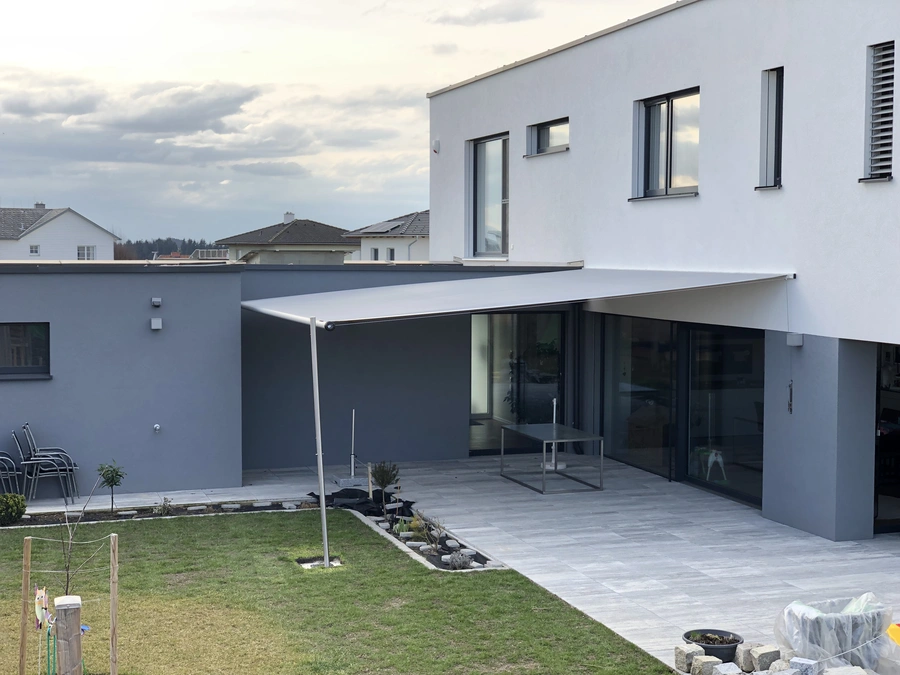 Skyco's custom-built Twister Sail installed in a home's backyard.